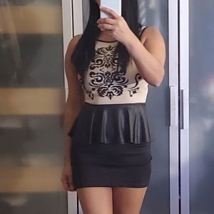 Dress beige and black gold